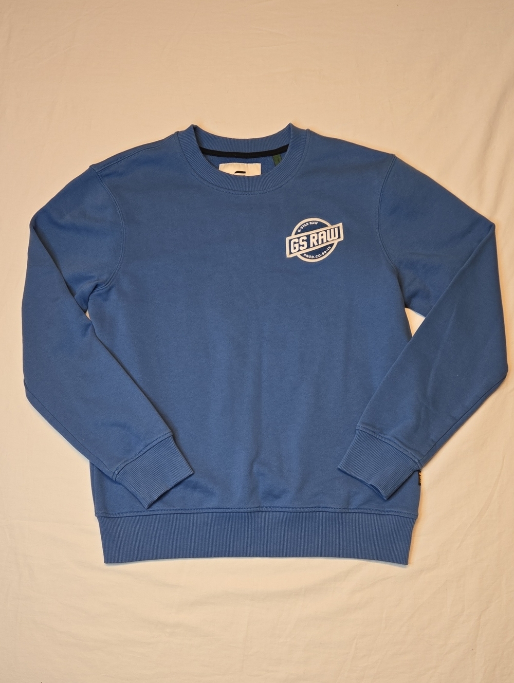 G-Star Raw Royal Blue Pullover Crewneck Sweatshirt with White Chest Logo